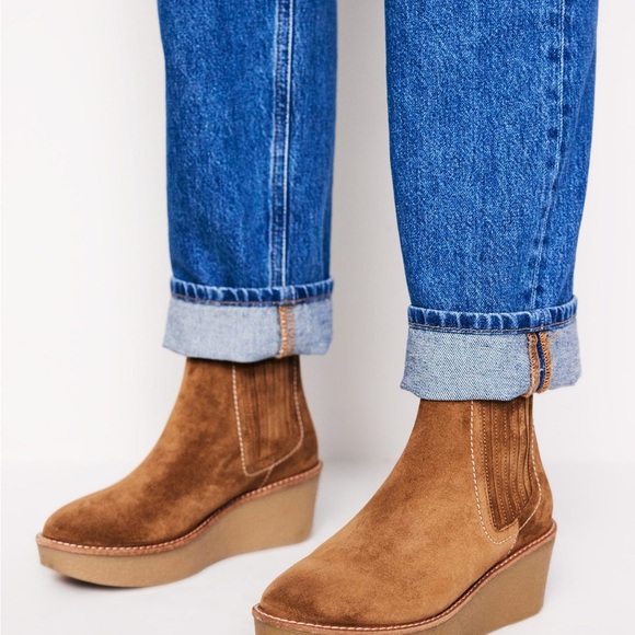 Boden Tan Suede Wedge Ankle Boots - Picture 3 of 3